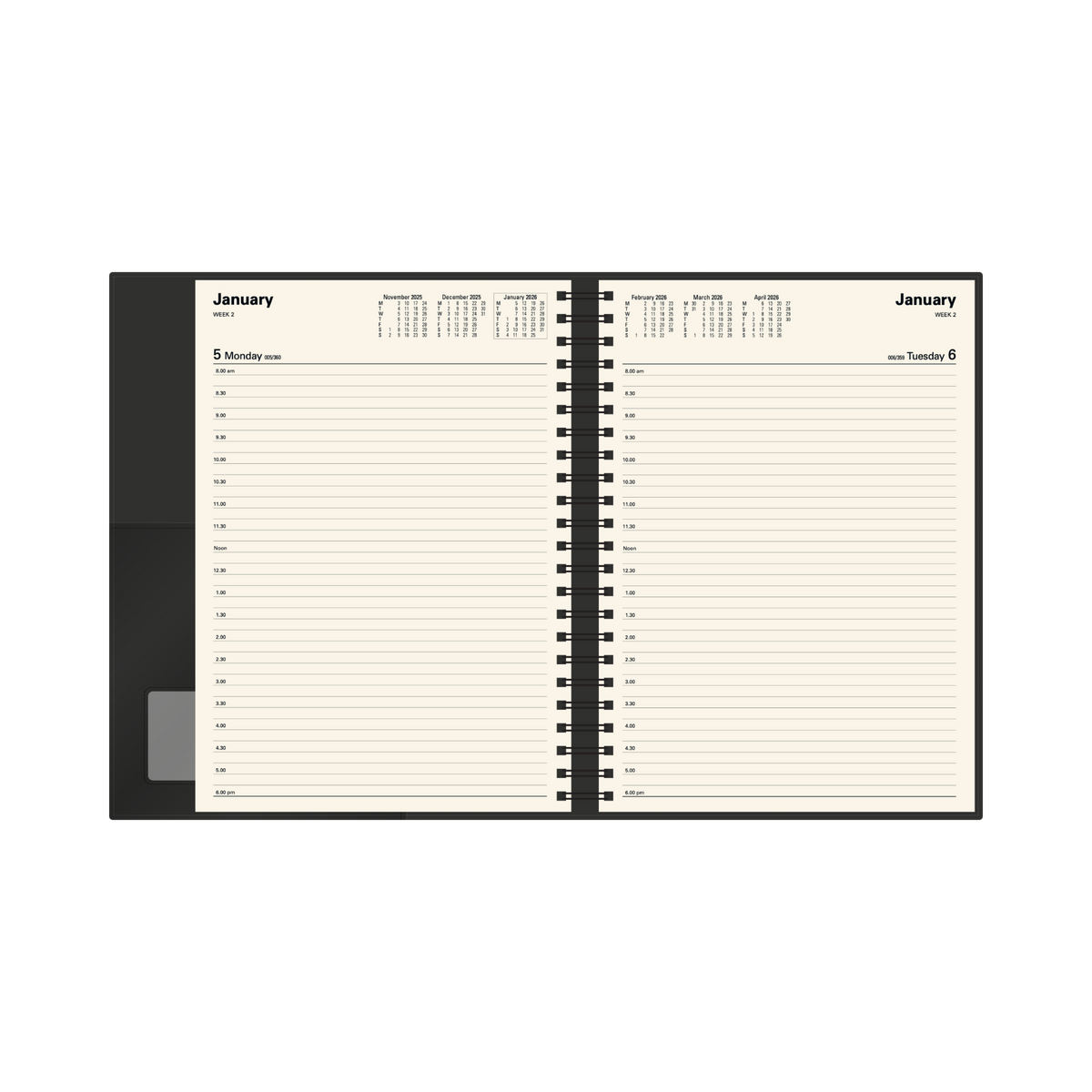 Collins 2026 Calendar Year Diary - Vanessa 145 Spiral A4 DTP Rose Gold