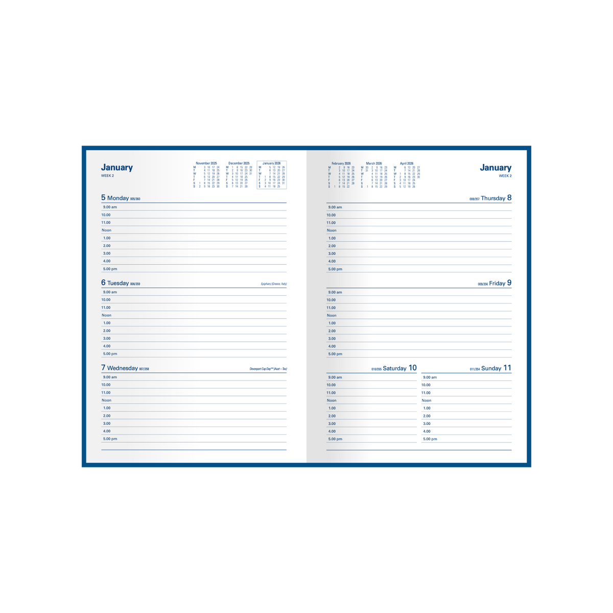 Collins 2026 Calendar Year Diary - Kingsgrove 181 A5 DTP Blue