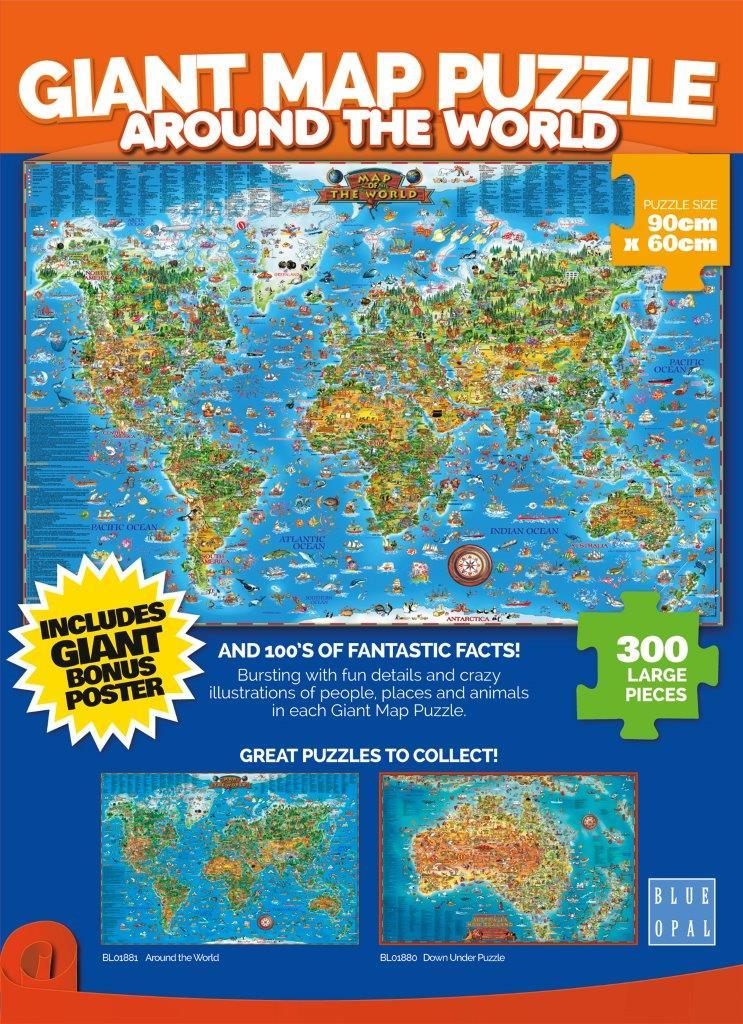Blue Opal - Around the World Giant Map 300pc