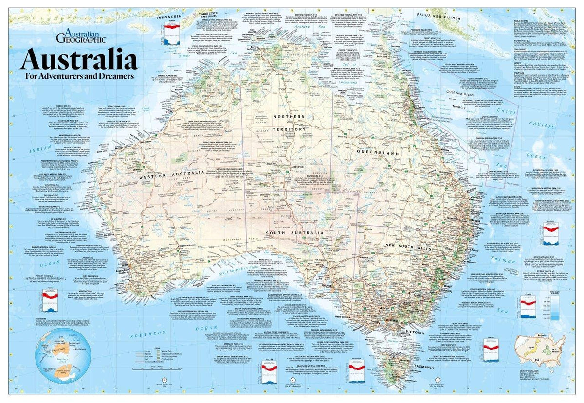 Geographic Map of Australia - For Adventurers and Dreamers 1000pc + Giant Poster (Blue Opal Puzzle)