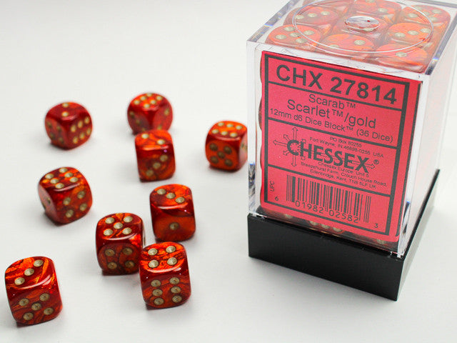 CHX 27814 Scarab Scarlet/gold 12mm D6 36-Dice Set