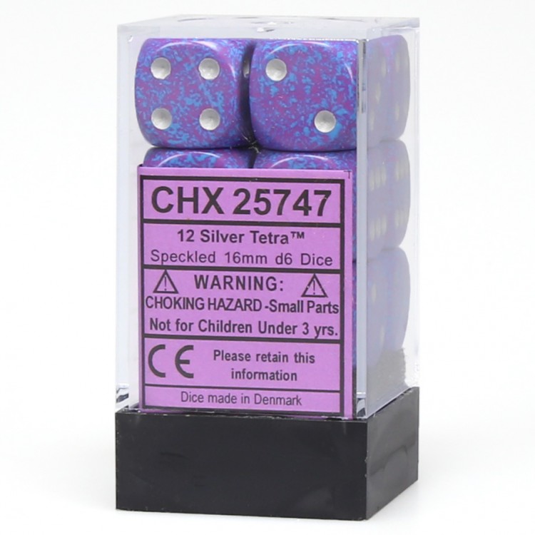 CHX 25747 Speckled Silver Tetra (16mm D6 12-Dice Set)