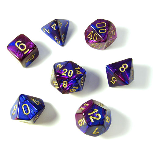 CHX 26428 Gemini Blue-Purple/gold (Polyhedral 7-Die Set)