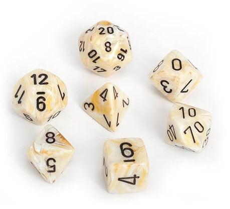 CHX 27402 Marble Ivory/black (Polyhedral 7-Die Set)