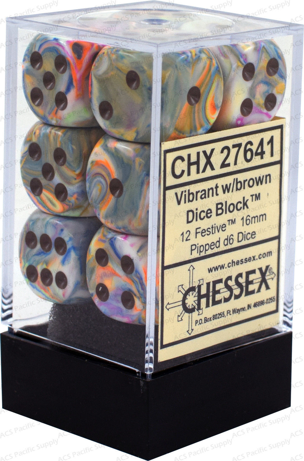 CHX 27641 Festive Vibrant/brown (16mm D6 12-Dice Set)