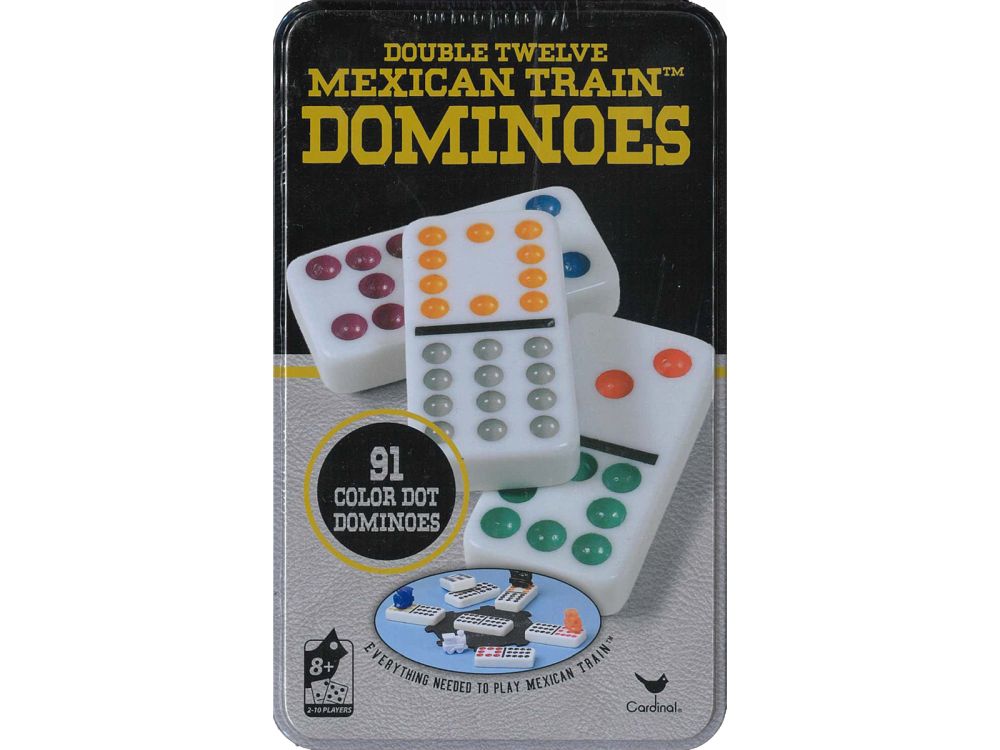 Dominoes - Double 12 Mexican Train with Colour Dots (Cardinal)