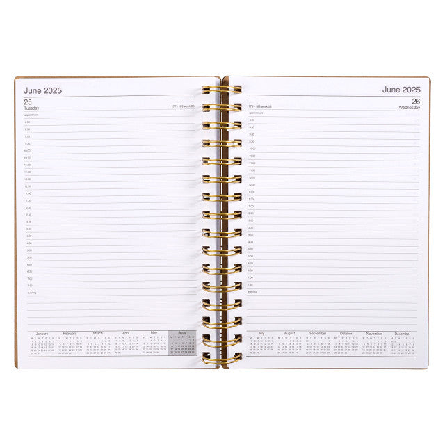 Cumberland Ecowise Enviro 2025 Diary - Spiral 51SECB25 A5 DTP Board Cover - Kraft