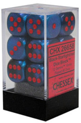 CHX 26658 Gemini Starlight Black/red (16mm D6 12-Dice Set)