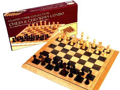 Chess & Checkers - 16" Wooden Set (Hansen)
