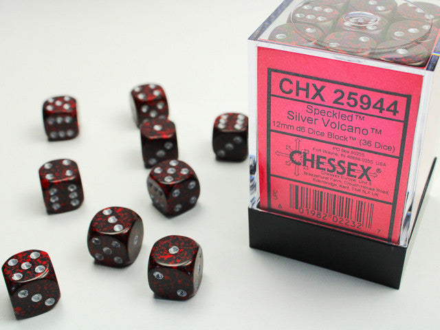 CHX 25944 Speckled Silver Volcano (12mm D6 36-Dice Set)