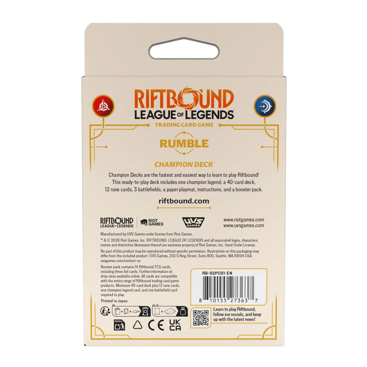 Riftbound League of Legends TCG: Spiritforged - Champion Deck: Rumble