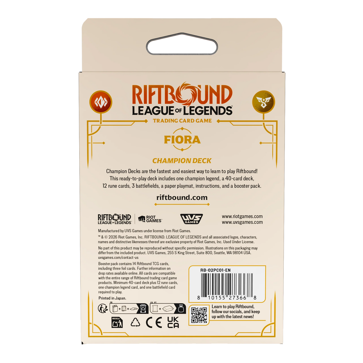 Riftbound League of Legends TCG: Spiritforged - Champion Deck: Fiora
