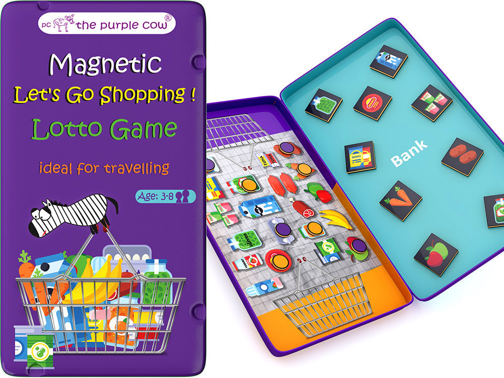 Magnetic Let's Go Shopping Lotto Game - Travel Tin (The Purple Cow)