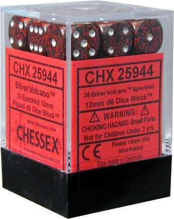 CHX 25944 Speckled Silver Volcano (12mm D6 36-Dice Set)