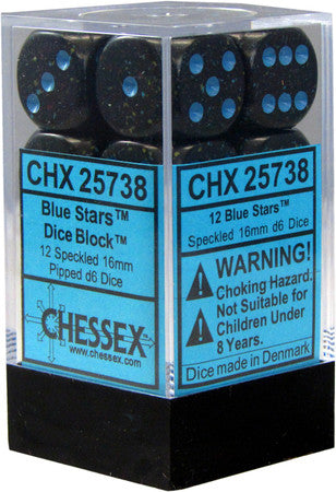 CHX 25738 Speckled Blue Stars 16mm D6 12-Dice Set