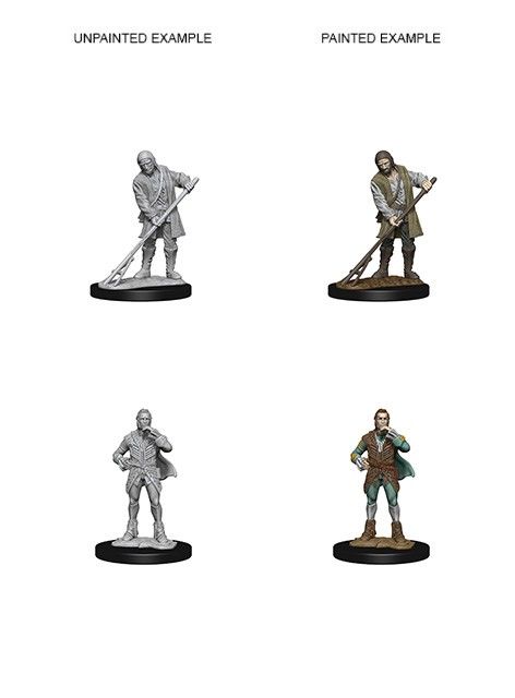 D&D - Townspeople - Farmer & Aristocrat (Wizkids Deep Cuts Unpainted Miniatures)
