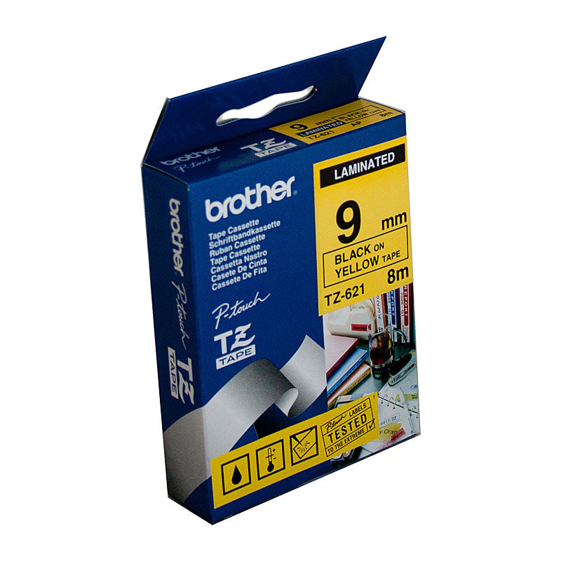 Brother TZ 621 Bk/ Yellow 9mm Label Tape