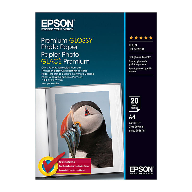 Epson A4 41287 Premium Glossy Photo Paper 255 gsm - Pk/20 - Current