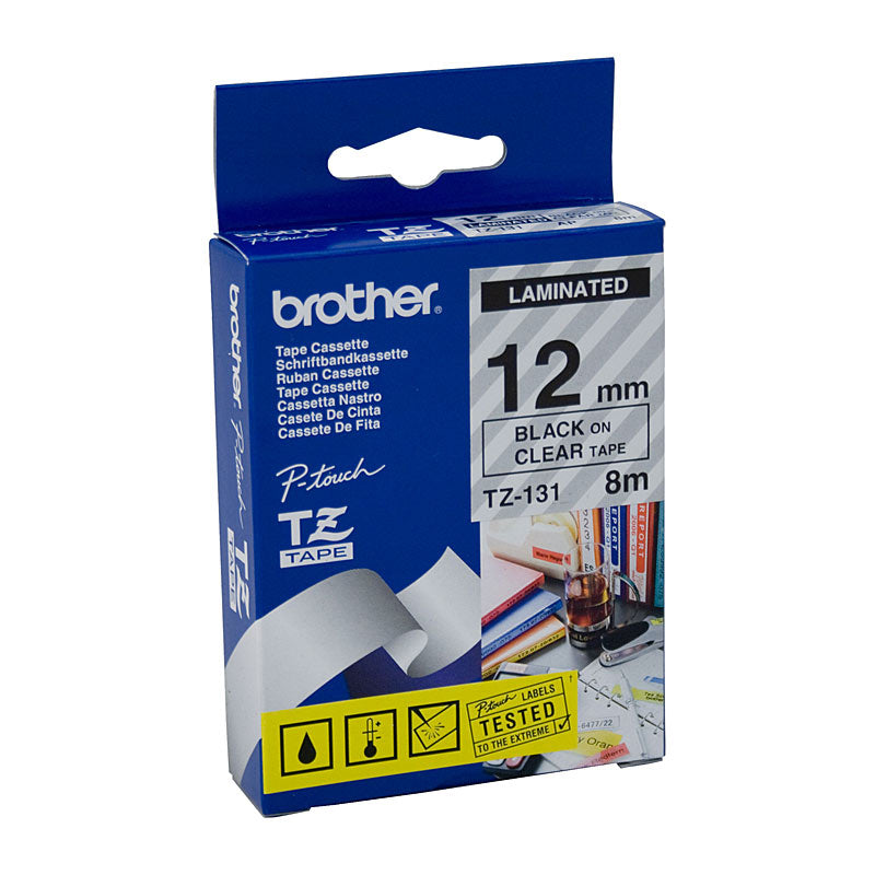 Brother TZ131e Black/Clear 12 mm Tape