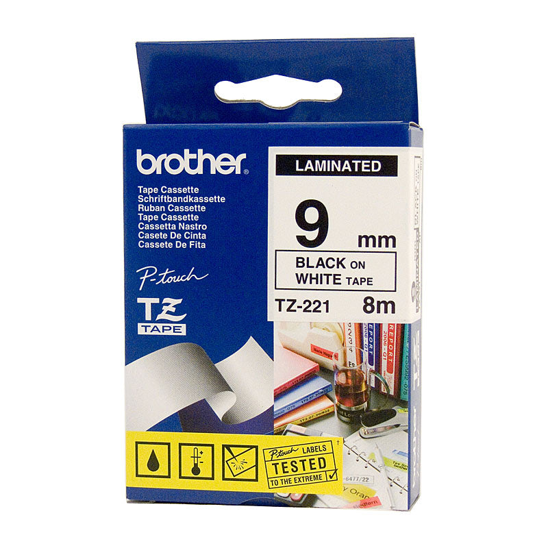 Brother TZe221 Black/White - 9mm Label Tape