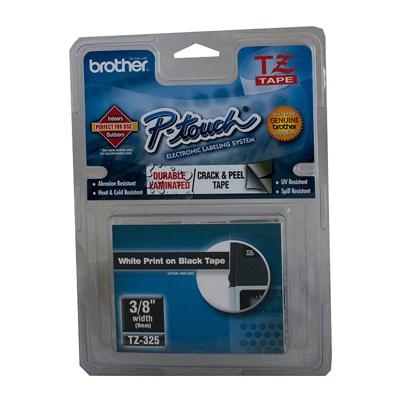 Brother TZe325 White/Black 9mm Label Tape