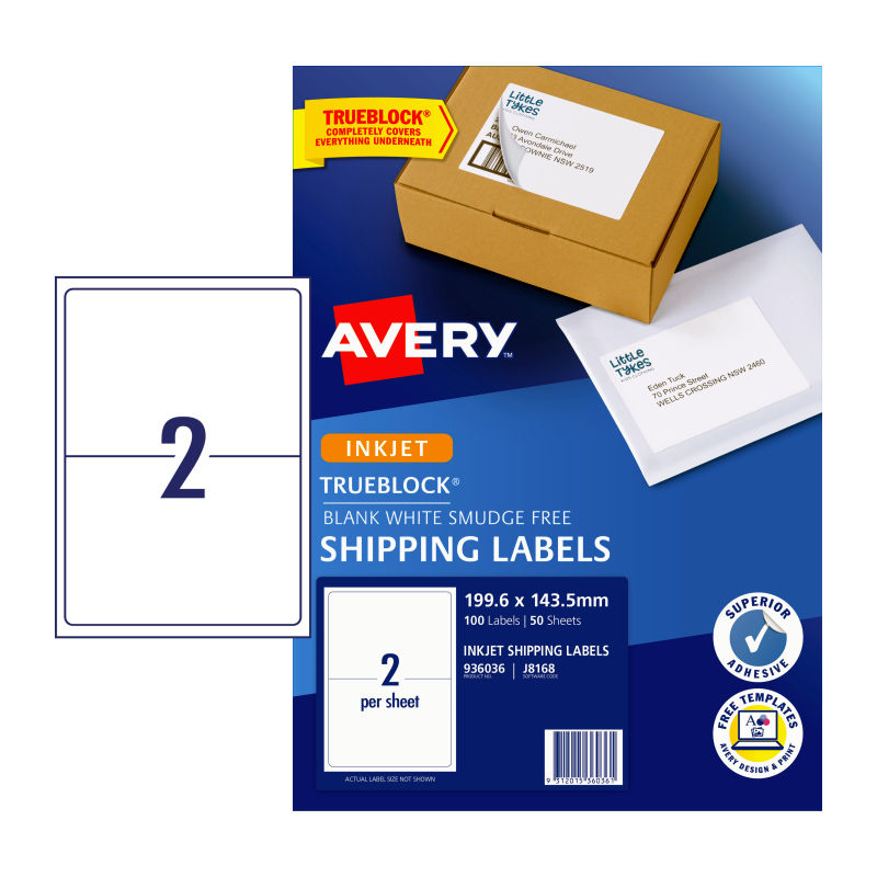 Avery IP Label J8168 2Up Pk100