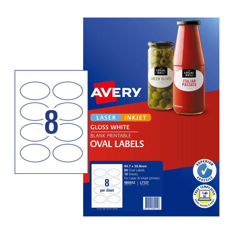 Avery Lbl Oval L7137 8Up Pk10