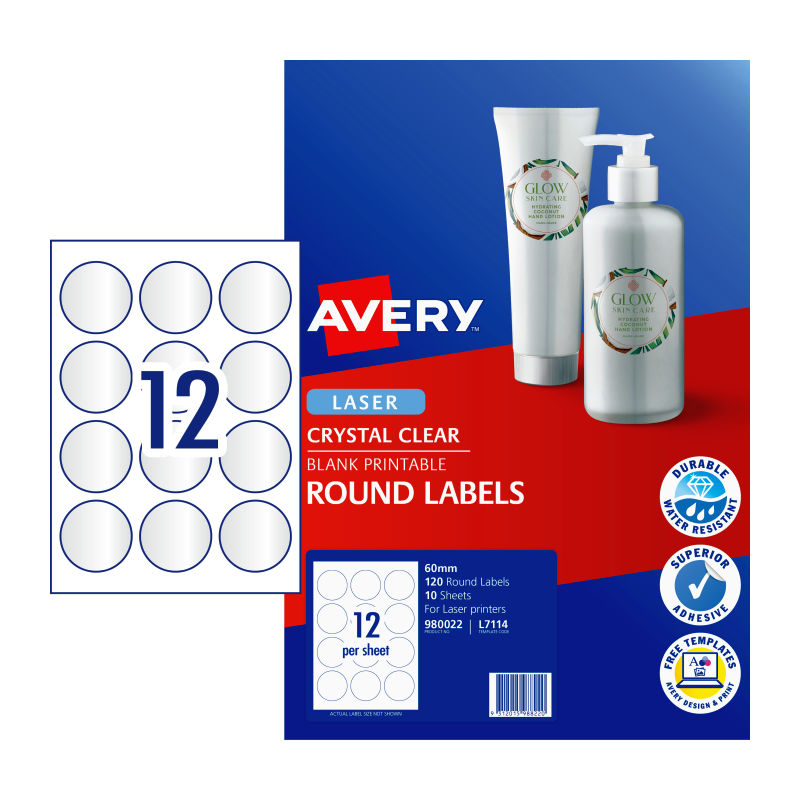 AV Lbl 12Up 14mm Clr Rd Pk120
