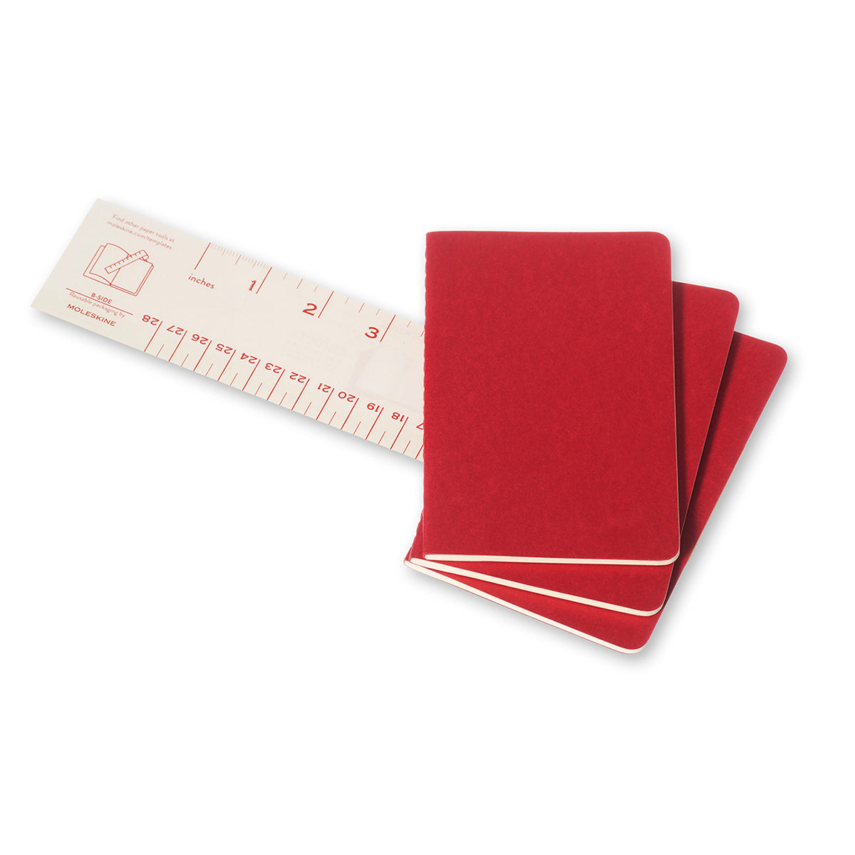 Moleskine - Cahier Notebook - Set of 3 - Ruled - Pocket - Cranberry Red