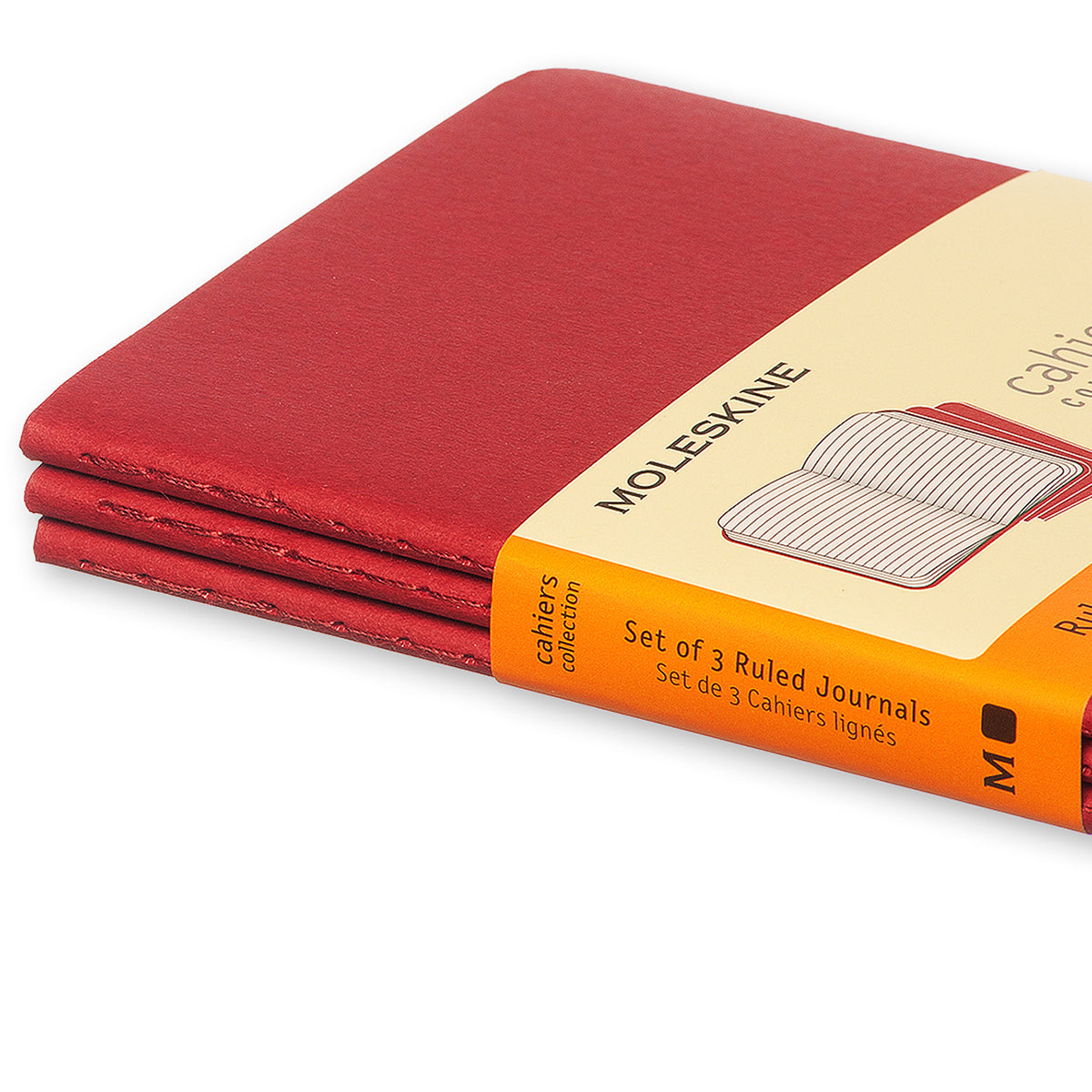Moleskine - Cahier Notebook - Set of 3 - Ruled - Pocket - Cranberry Red