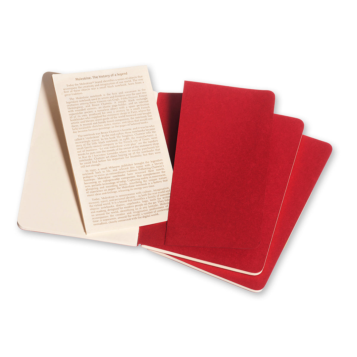 Moleskine - Cahier Notebook - Set of 3 - Plain - Pocket - Cranberry Red