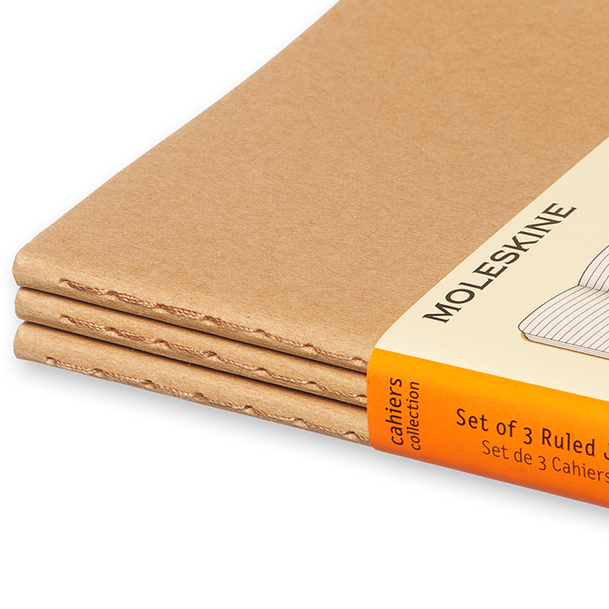 Moleskine - Cahier Notebook - Set of 3 - Ruled - Pocket - Kraft