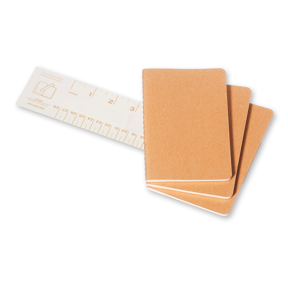 Moleskine - Cahier Notebook - Set of 3 - Plain - Pocket - Kraft