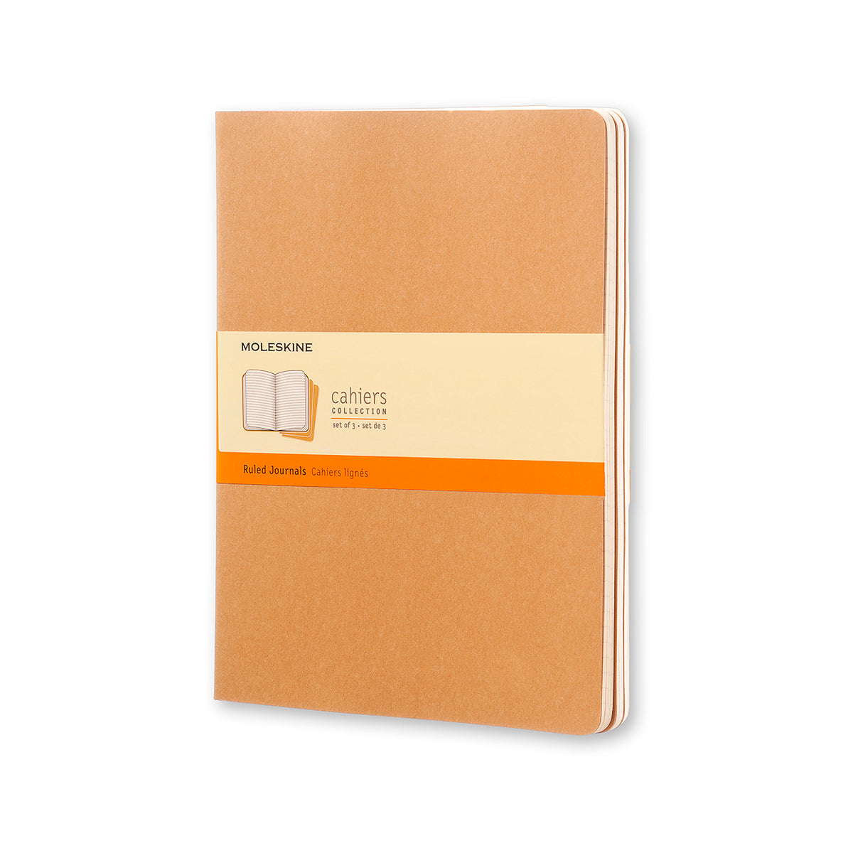 Moleskine - Cahier Notebook - Set of 3 - Ruled - Extra Large - Kraft