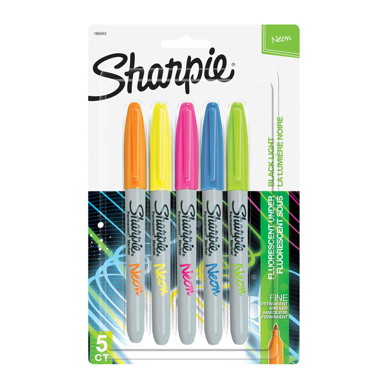 Sharpie Neon Perm Mrk F/P Asst Pk5