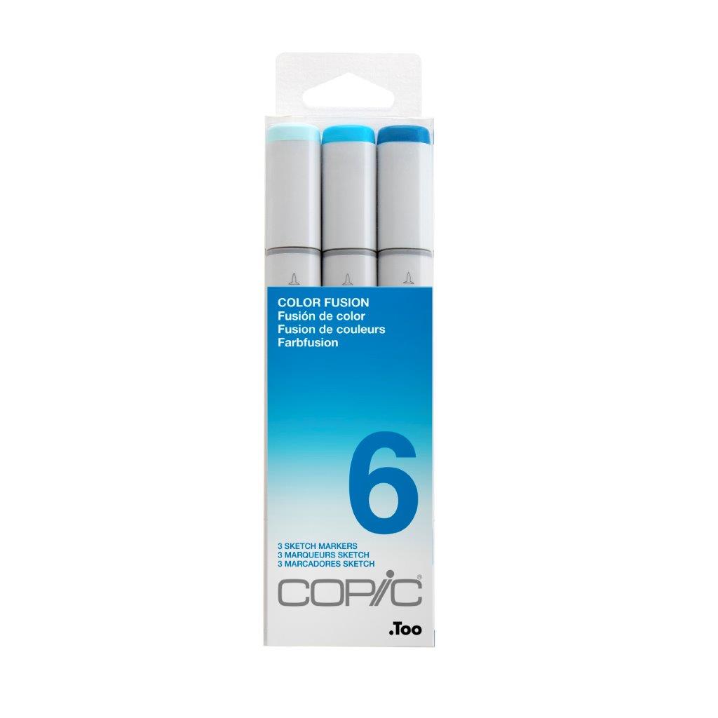 Copic Sketch Colour Fusion 6 - Blue 3pc