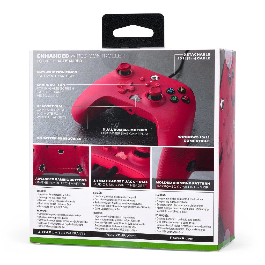 PowerA Enhanced Wired Controller for Xbox Series X|S - Artisan Red