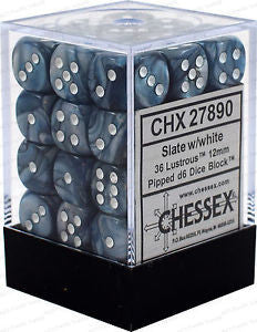 CHX 27890 Lustrous Slate/white 12mm D6 36-Dice Set