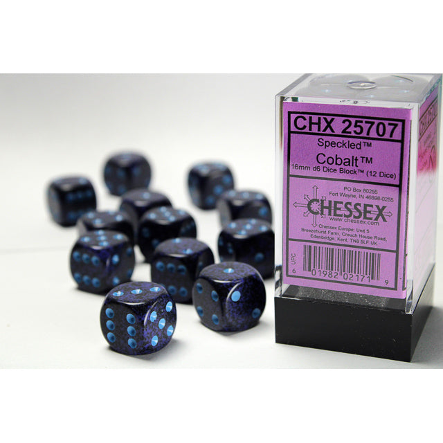 CHX 25707 Speckled Cobalt (16mm D6 12-Dice Set)