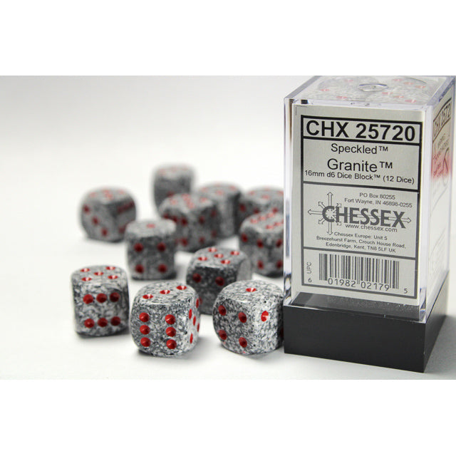 CHX 25720 Speckled Granite (16mm D6 12-Dice Set)