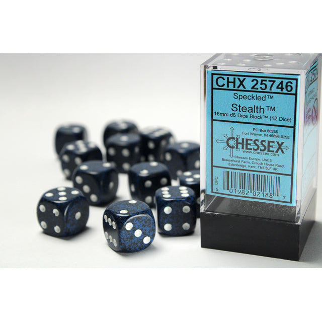 CHX 25746 Speckled Stealth (16mm D6 12-Dice Set)