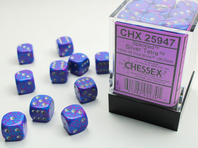 CHX 25947 Speckled Silver Tetra (12mm D6 36-Dice Set)
