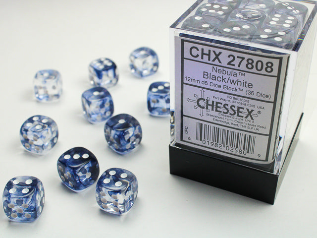 CHX 27808 Nebula Black/white (12mm D6 36-Dice Set)