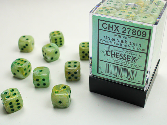 CHX 27809 Marble Green/dark green (12mm D6 36-Dice Set)