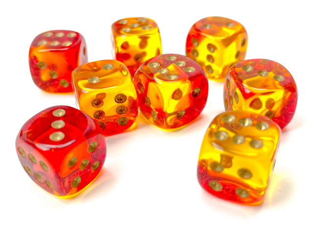 CHX 26868 Gemini Translucent Red-Yellow/gold (12mm D6 36-Dice Set)