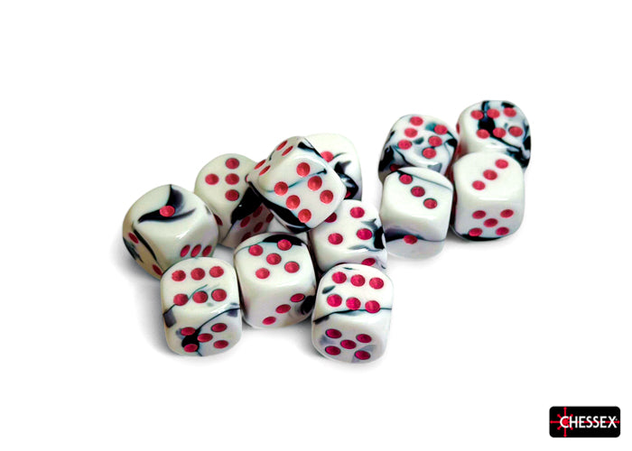 CHX 26669 Gemini Black-White/pink (16mm D6 12-Dice Set)