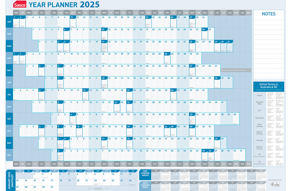 SASCO 2025 Standard Wall Planner YTV 870 x 610mm