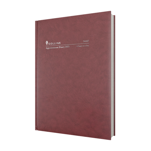 Collins 2025 Calendar Year Diary - Appointment 144F.P78 Early Edition Diary A4 2-Page To Day Burgundy