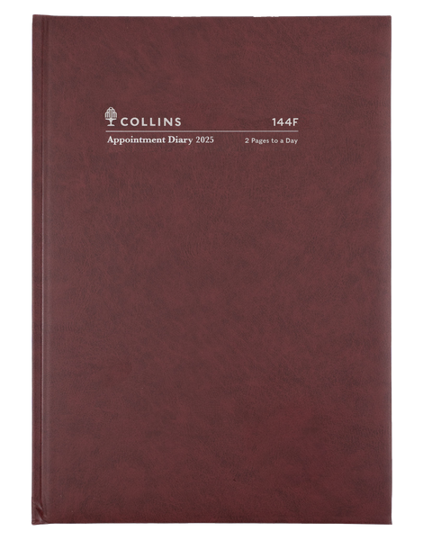 Collins 2025 Calendar Year Diary - Appointment 144F.P78 Early Edition Diary A4 2-Page To Day Burgundy