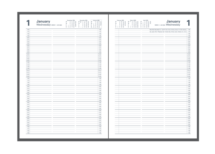 Collins 2025 Calendar Year Diary - Appointment 144F.P78 Early Edition Diary A4 2-Page To Day Burgundy